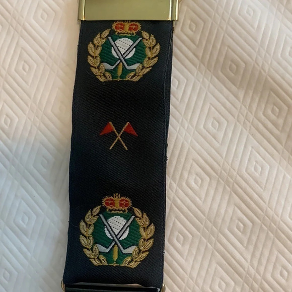 Vintage Pebble Beach Golf Suspenders Embroidered Made In England Leather - Picture 2 of 8